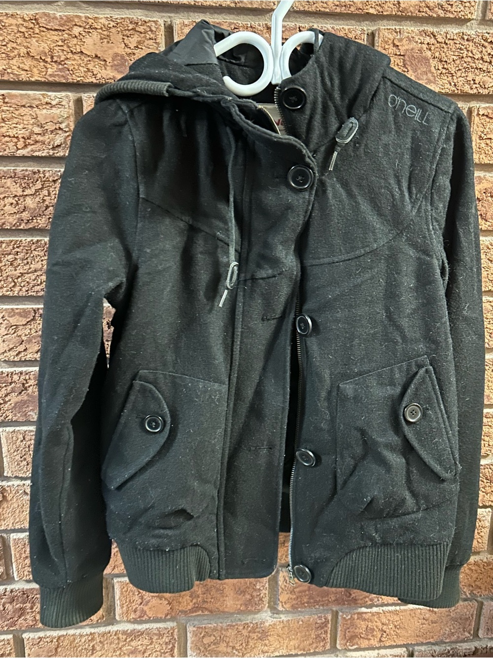 O'Neill Men's Black Hooded Bomber Jacket